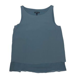 Eileen Fisher Blue Steel Silk Layered  Blouse